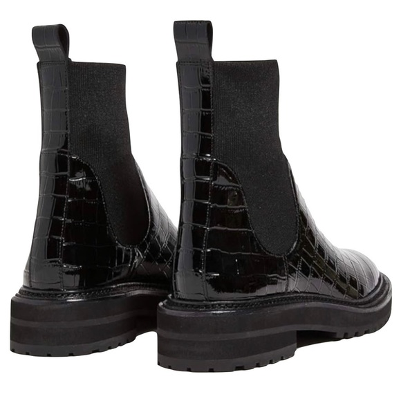 NWT -Loeffler Randall Bridget Chelsea Combat Boots Black Patent Leather Size 5.5 - Picture 3 of 15